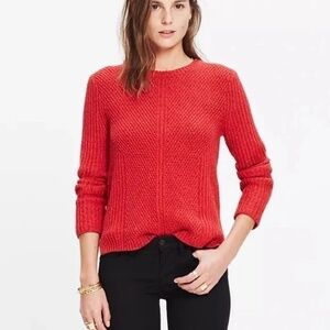 Madewell Red Hexcomb Texture Pullover Crew Neck Knit Sweater Size M